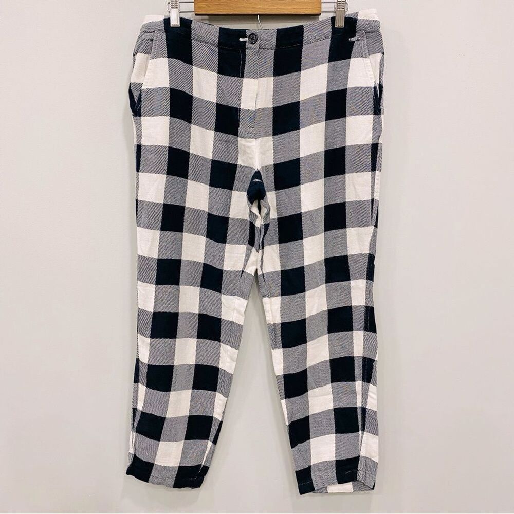 ARMANI EXCHANGE 12 Dark Blue White Shepherd Check Flannel Trouser Pants Heritage